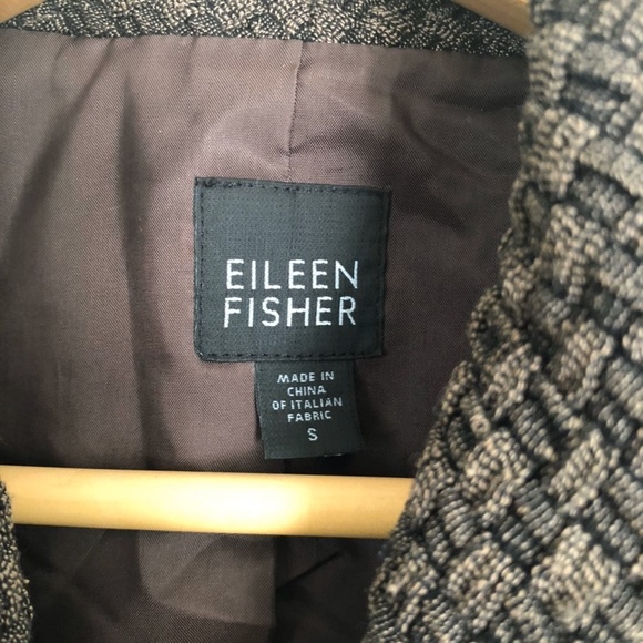EILEEN FISHER Woven A-Line Single Button Brown Coat Jacket - Picture 9 of 9